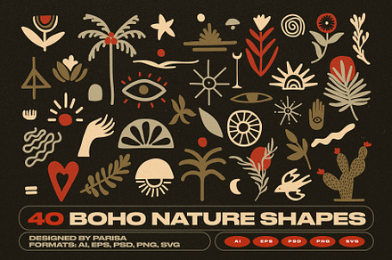 40 Boho Nature Shapes, an Object Graphic by Parisa-Artstudio