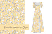 Block Print Floral Pattern - Yellow, a Pattern Graphic by Mieken Petra Designs (Thumbnail 2 of 4)