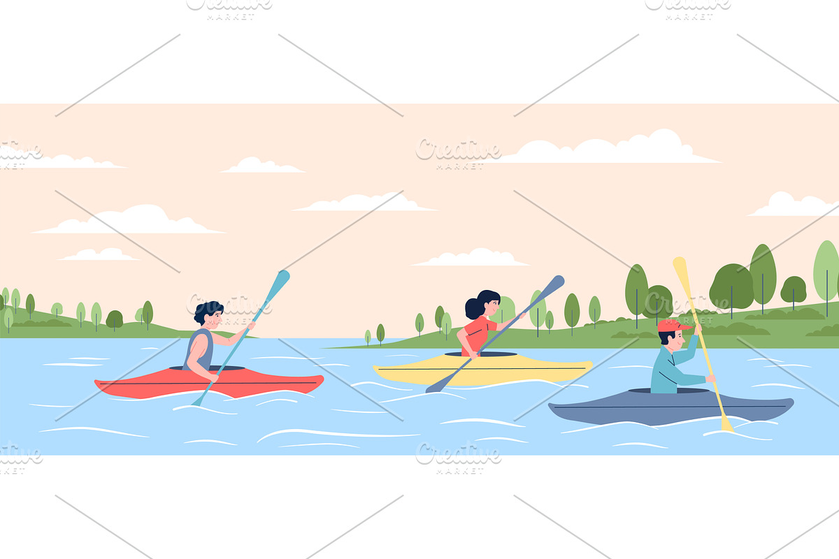 Canoeing and kayaking competition, an Illustration by LadadikArt