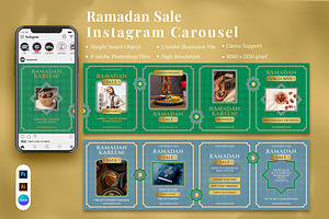 Ramadan Sale Instagram Carousel & Ca, a Social Media Template by Attype