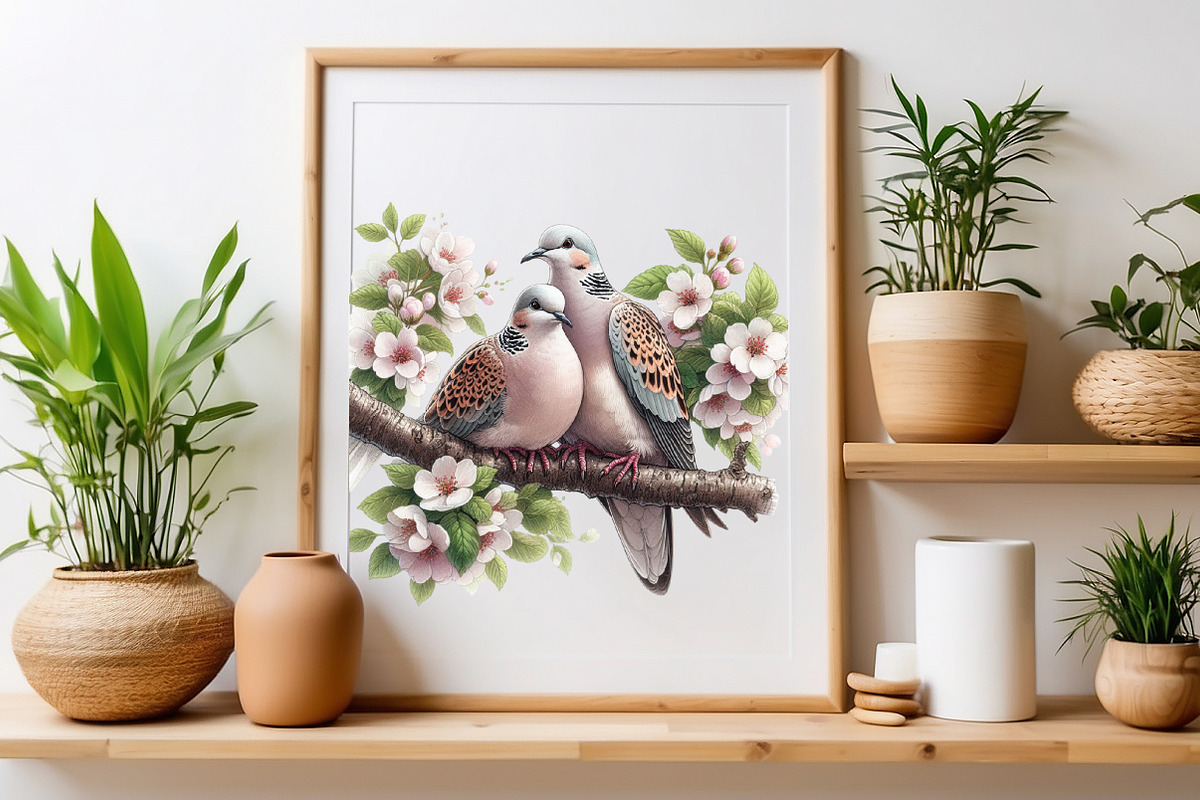 Watercolor Romantic Dove clipart PNG, a Seasonal Illustration by Craft Nest (Photo 4 of 5)