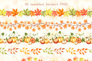 Autumn pumpkins watercolor clipart, a Decorative Illustration by susie-p-art (Thumbnail 9 of 17)