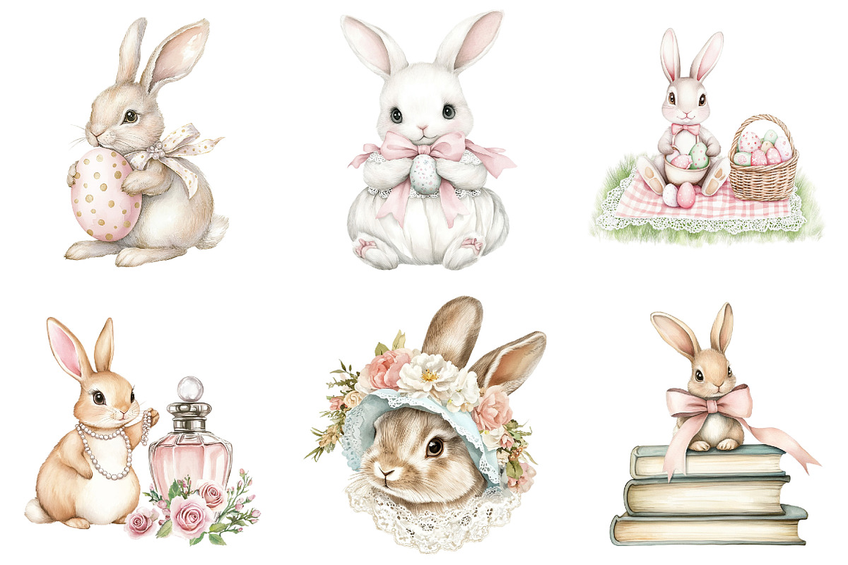 Easter Bunny Coquette Happy Easter, an Illustration by DreamArtGraphic (Photo 3 of 4)
