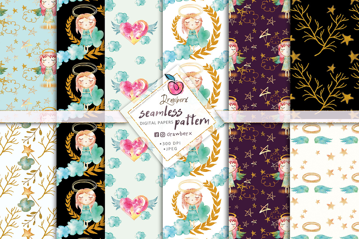Little Angel Seamless Paper Pack 001, a Pattern Graphic by Drawberx (Photo 1 of 10)