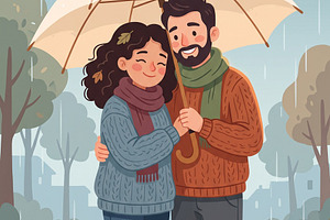 Cozy Autumn Couple Wallpaper