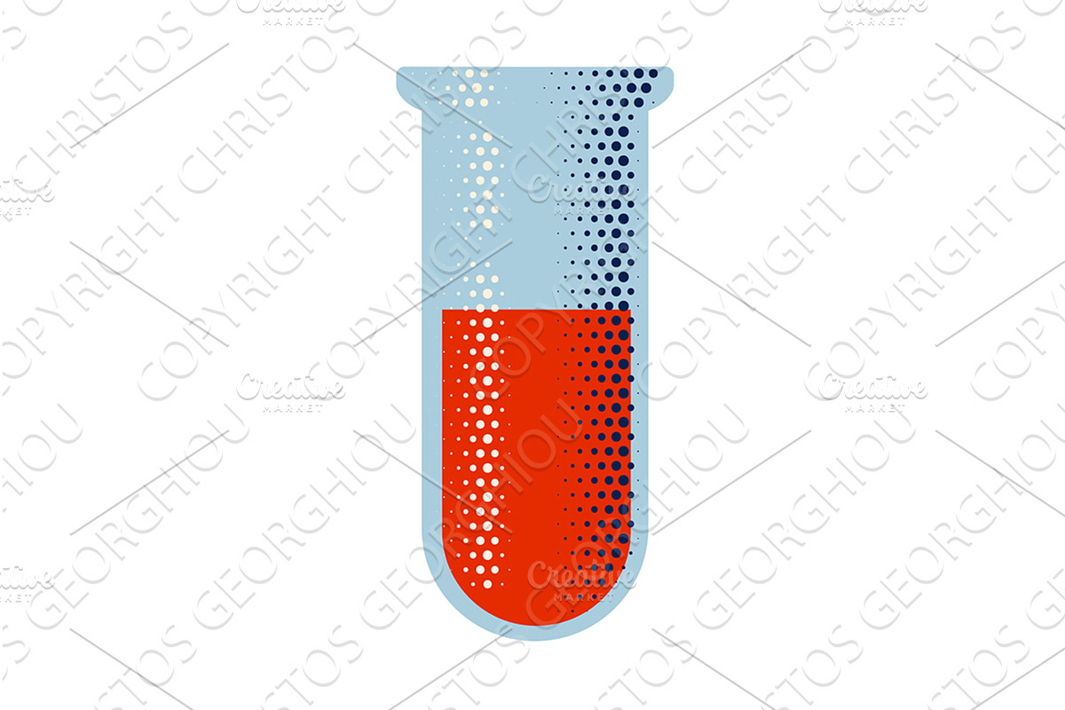 Test Tube Beaker Retro Science Icon, an Illustration by Christos Georghiou