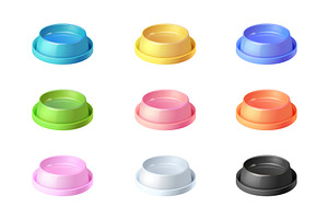 Colored feed bowls. Realistic, a Food Illustration by Stock-Smart-Start