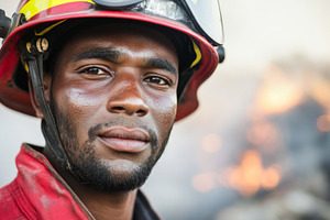 Firefighter in gear on duty under sunny day, a Photo by Dvoevnore photos