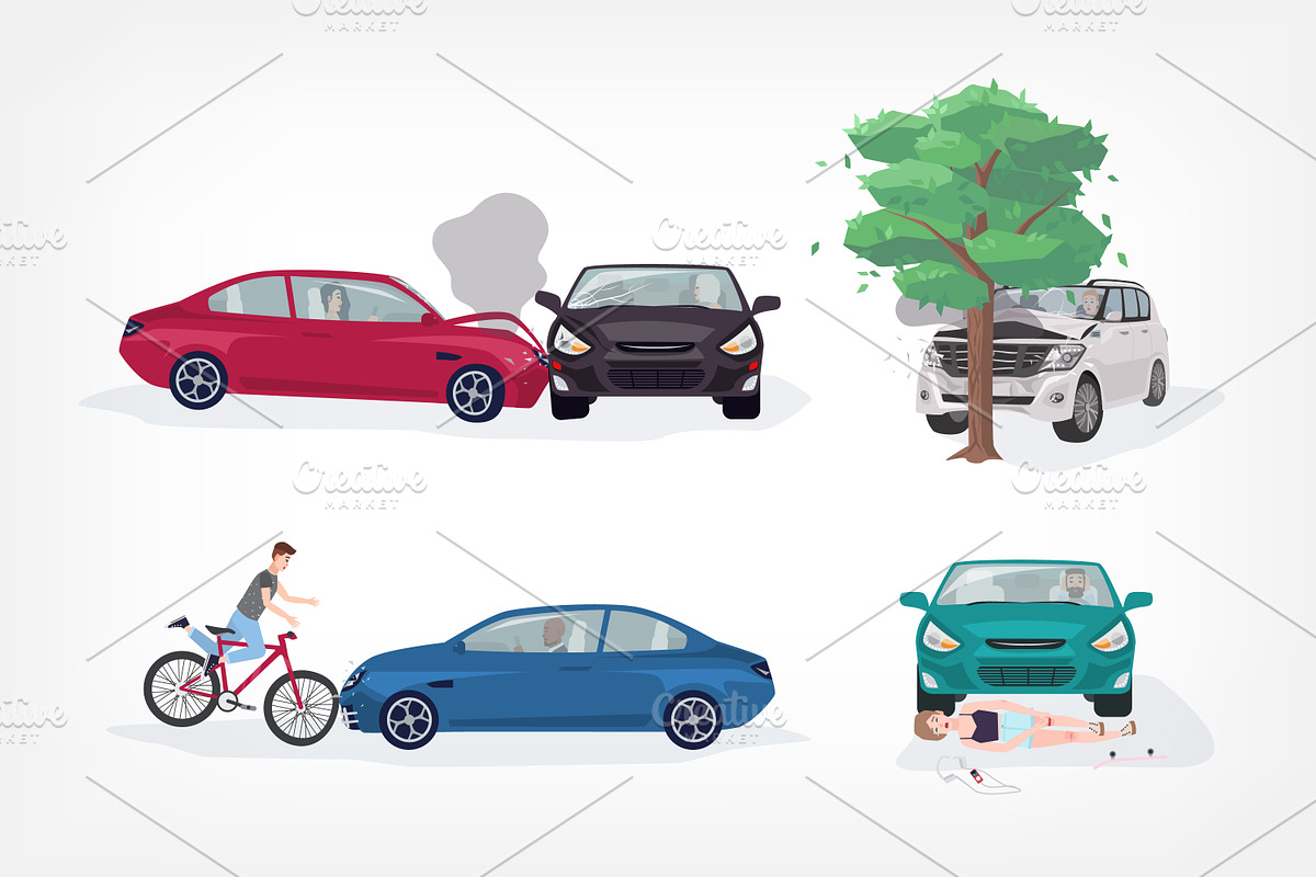 Road accident different situations, a Transportation Illustration by Good Studio (Photo 1 of 3)