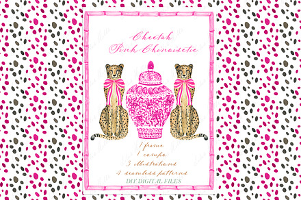 Cheetah Hot Pink Chinoiseies bamboo, a Graphic by LABFcreations