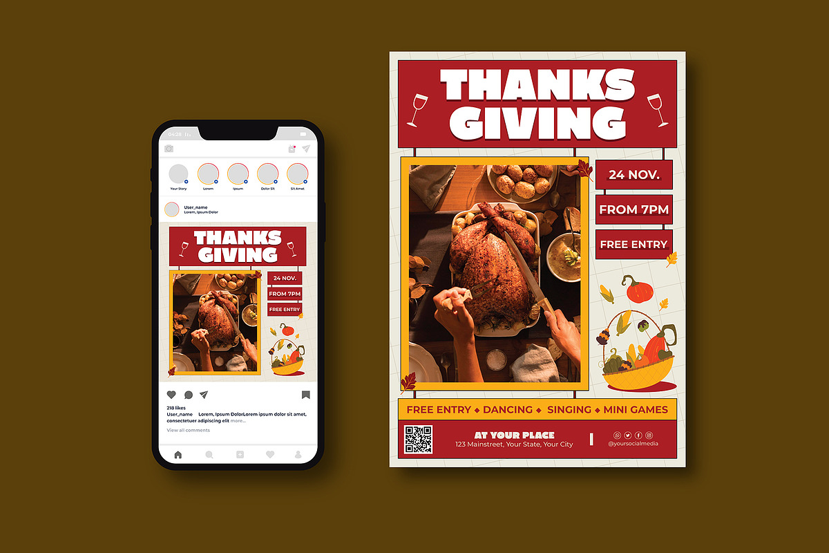 Thanks Giving Day Flyer, a Flyer Template by iDoodle Studio
