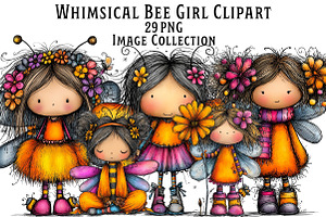Whimsical Bee Girl Clipart, an Illustration by Dream Creation