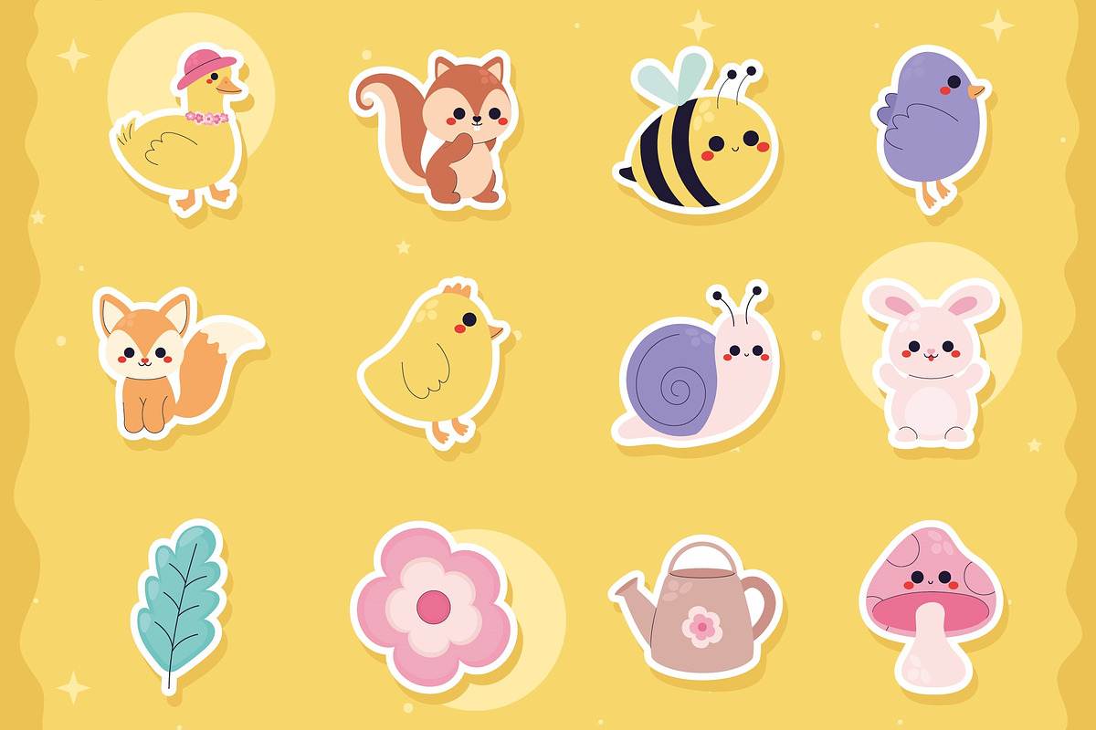 Spring Animal Sticker Set, a Templates & Theme by studiogstock (Photo 2 of 2)