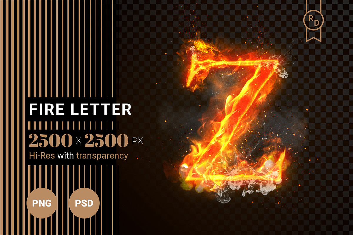 Fire Letter Z of burning flame (PSD), an Illustration by Ron Dale