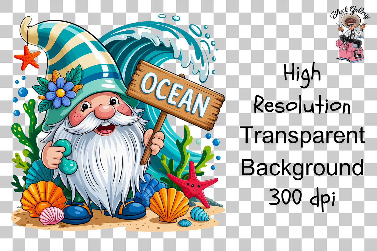 Beach Gnome Summer PNG Bundle, a Graphic by Clipart Studio (Photo 9 of 12)