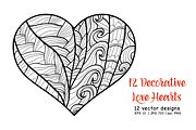 12 Decorative Love Hearts, a Decorative Illustration by Elen-Lane (Thumbnail 4 of 5)