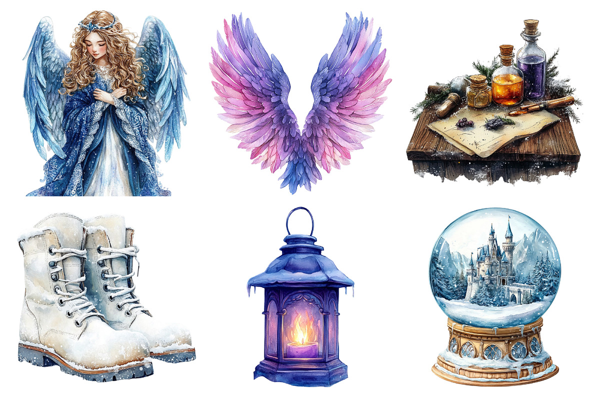 Watercolor Winter Snow Angel Clipart, an Illustration by Daily.Designs (Photo 4 of 5)