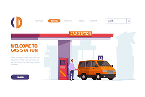 Gas station landing. web page, a Transportation Illustration by Onyx