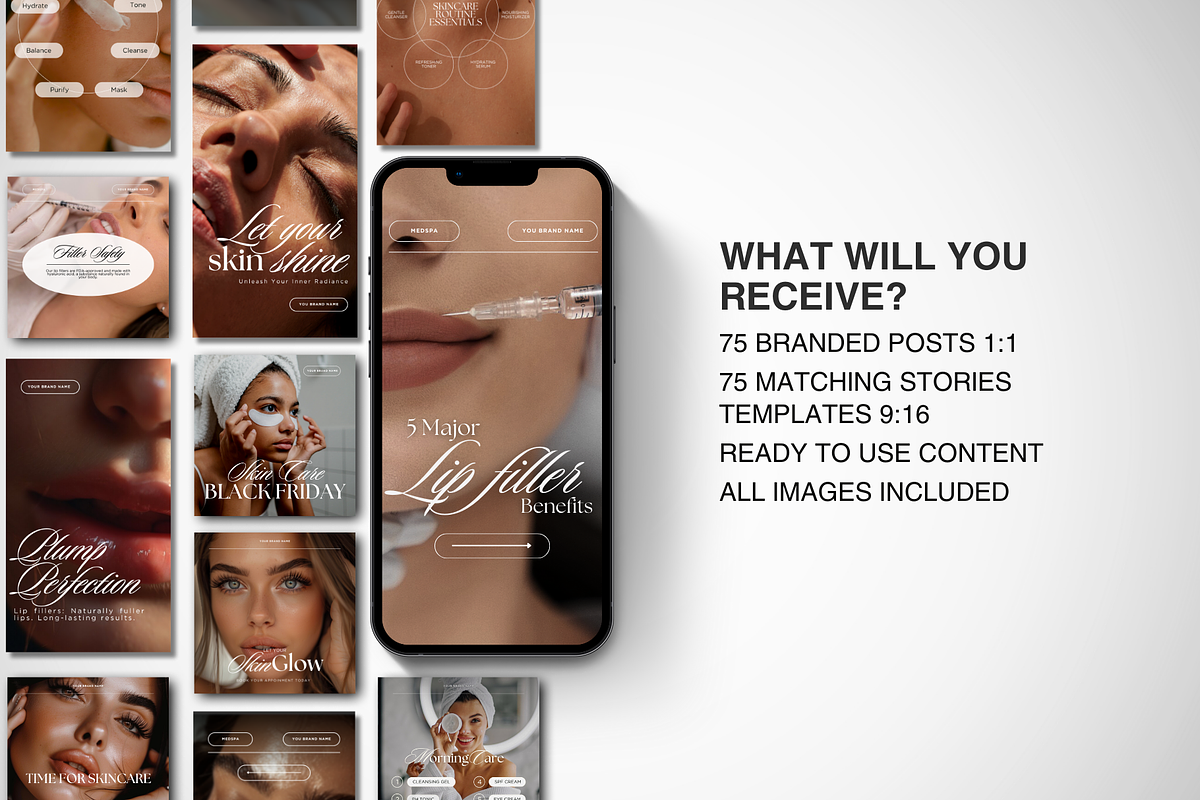 150 Medspa Social Media Templates, a Social Media Template by DesignsbyMariaStudio (Photo 2 of 11)