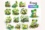 Watercolour Cute Frogs, an Animal Illustration by TimCanvaTemplate (Thumbnail 2 of 4)