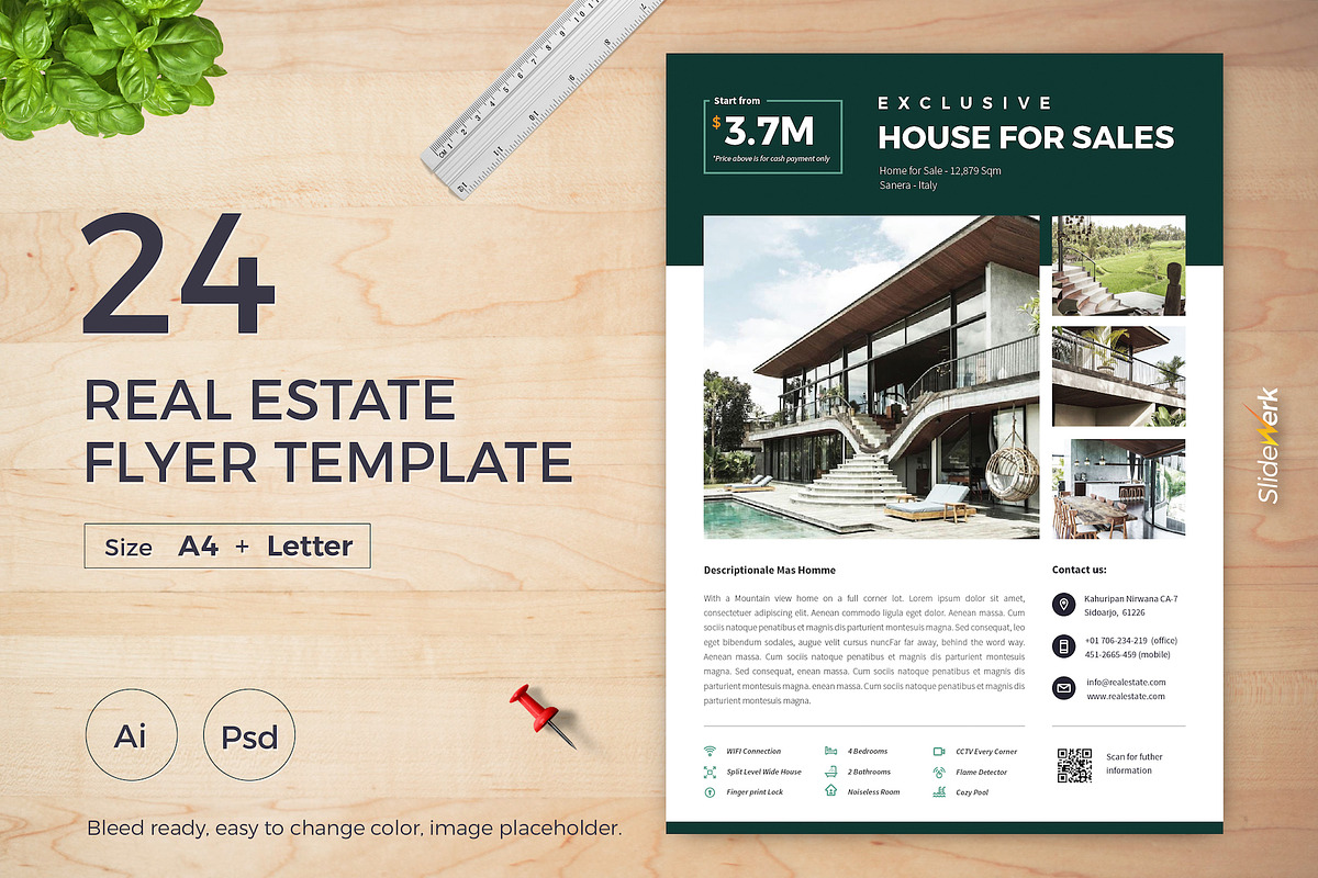 Real Estate Flyer 24, a Flyer Template by Slidewerk
