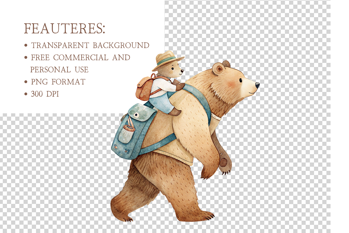 Daddy and Baby Bear PNG Set, an Animal Illustration by MockupWizard (Photo 4 of 5)