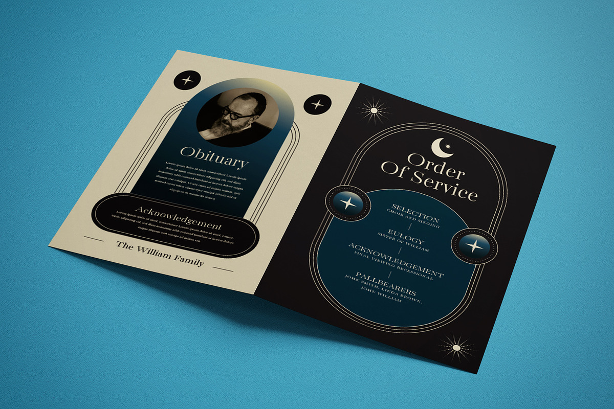 Elegant Mystical Funeral Program, a Card Template by graphicook (Photo 2 of 3)
