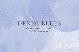 Denim Blue Abstract Watercolor Set