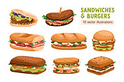 Sandwiches, toasts and burgers set, a Food Illustration by Good Studio (Thumbnail 1 of 21)
