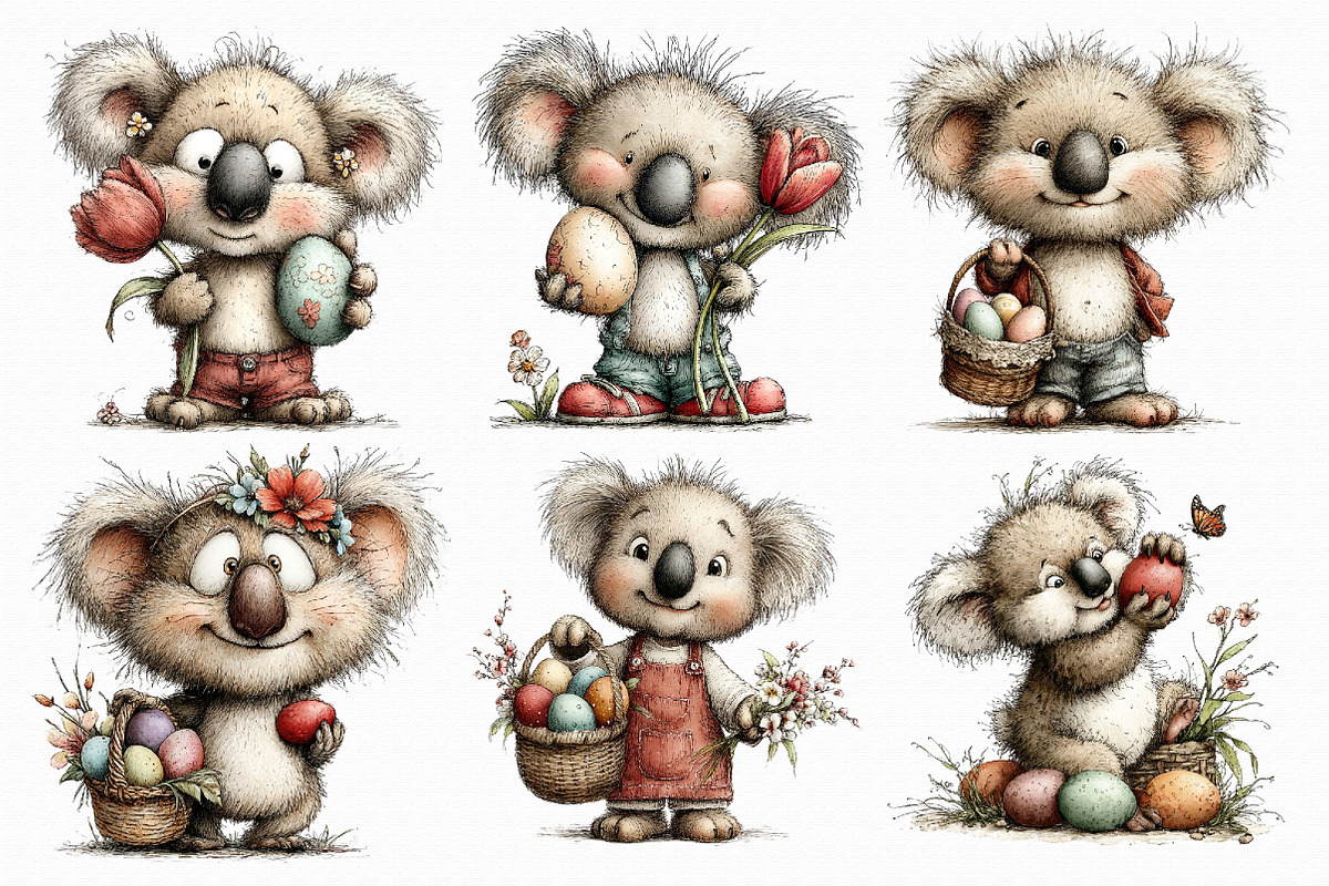 Whimsical Easter Koala Clipart, an Illustration by Libby Wishes (Photo 3 of 7)