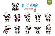 11 Cute Cartoon Pandas. T-Shirt, an Animal Illustration by KENO Mascots (Thumbnail 2 of 3)