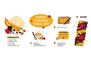 Muesli recipe. Banana homemade, a Food Illustration by YummyBuum