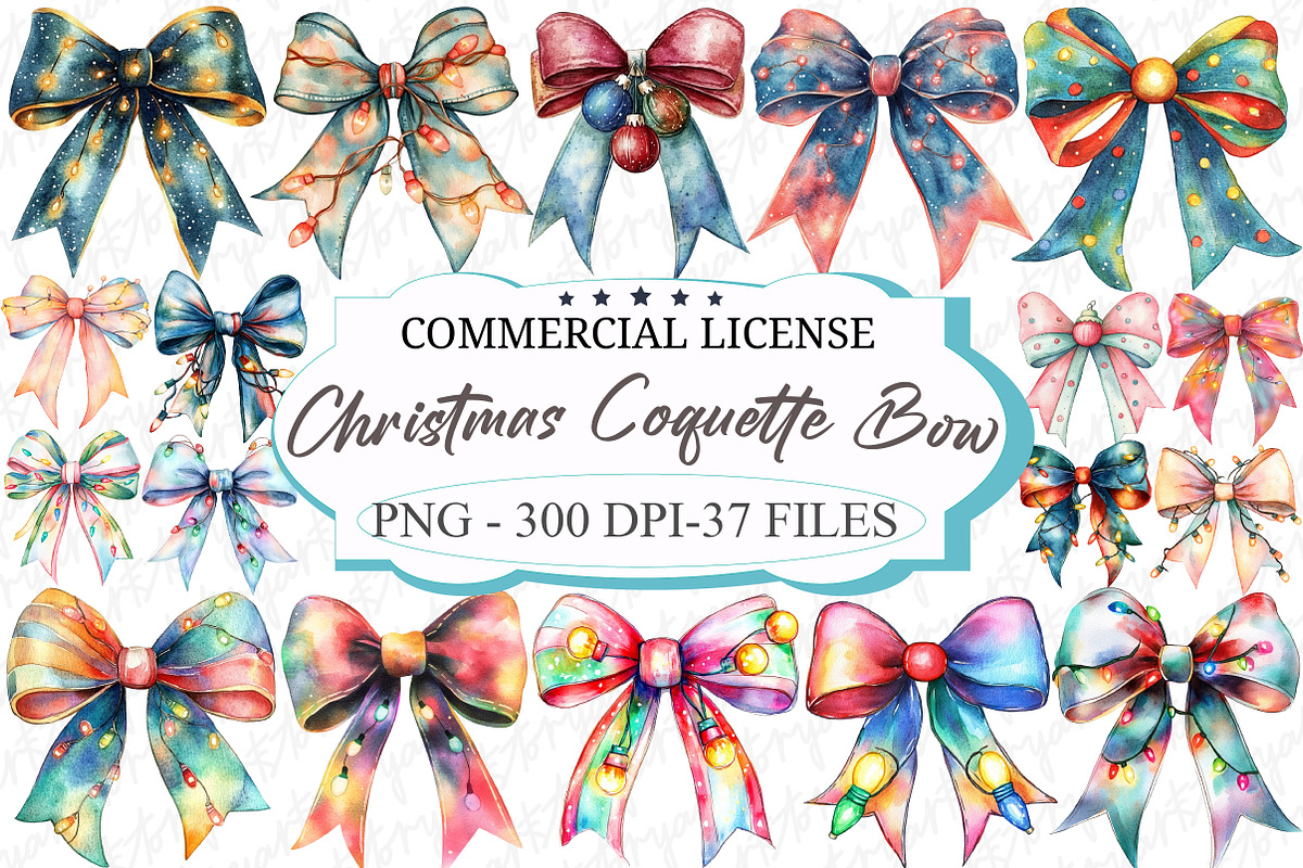 Christmas Light Coquette Bow PNG, an Illustration by designcity5 (Photo 1 of 5)