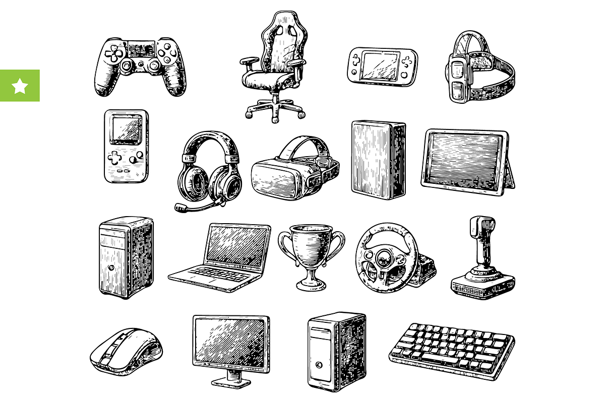Vintage Gaming & Tech Set, an Object Graphic by RT Studio (Photo 1 of 4)