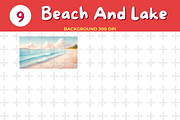 Watercolor Beach & Lake Scene Backg, a Background Graphic by John_Walker (Thumbnail 4 of 4)