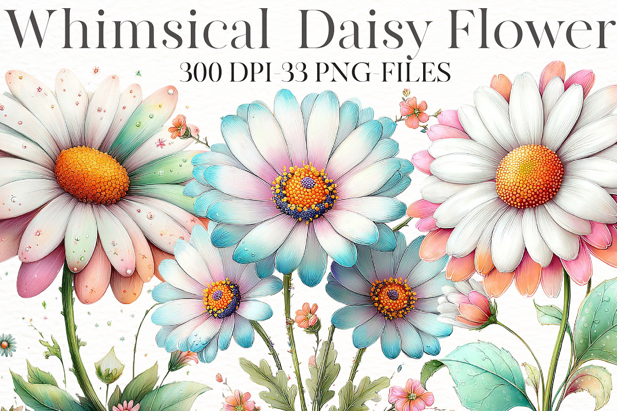 Whimsical Daisy Flower Clipart, an Illustration by Designworld (Photo 1 of 7)