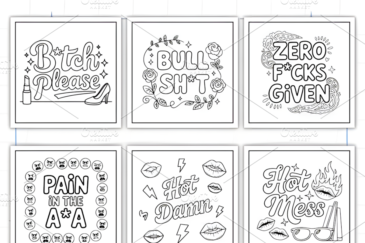 Naughty Swear Word Coloring Book, a Decorative Illustration by Ink Gallery (Photo 8 of 9)