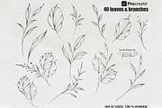Leaves & Branches Fine Line Stamps, a Brush Add-On by CaraulanStore (Thumbnail 5 of 7)