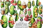 Christmas Kawaii Pickles Clipart, an Illustration by DreamArtGraphic (Thumbnail 1 of 4)