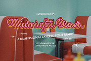 Midnight Diner Left-leaning Script, a Script Font by Leah Design (Thumbnail 1 of 20)