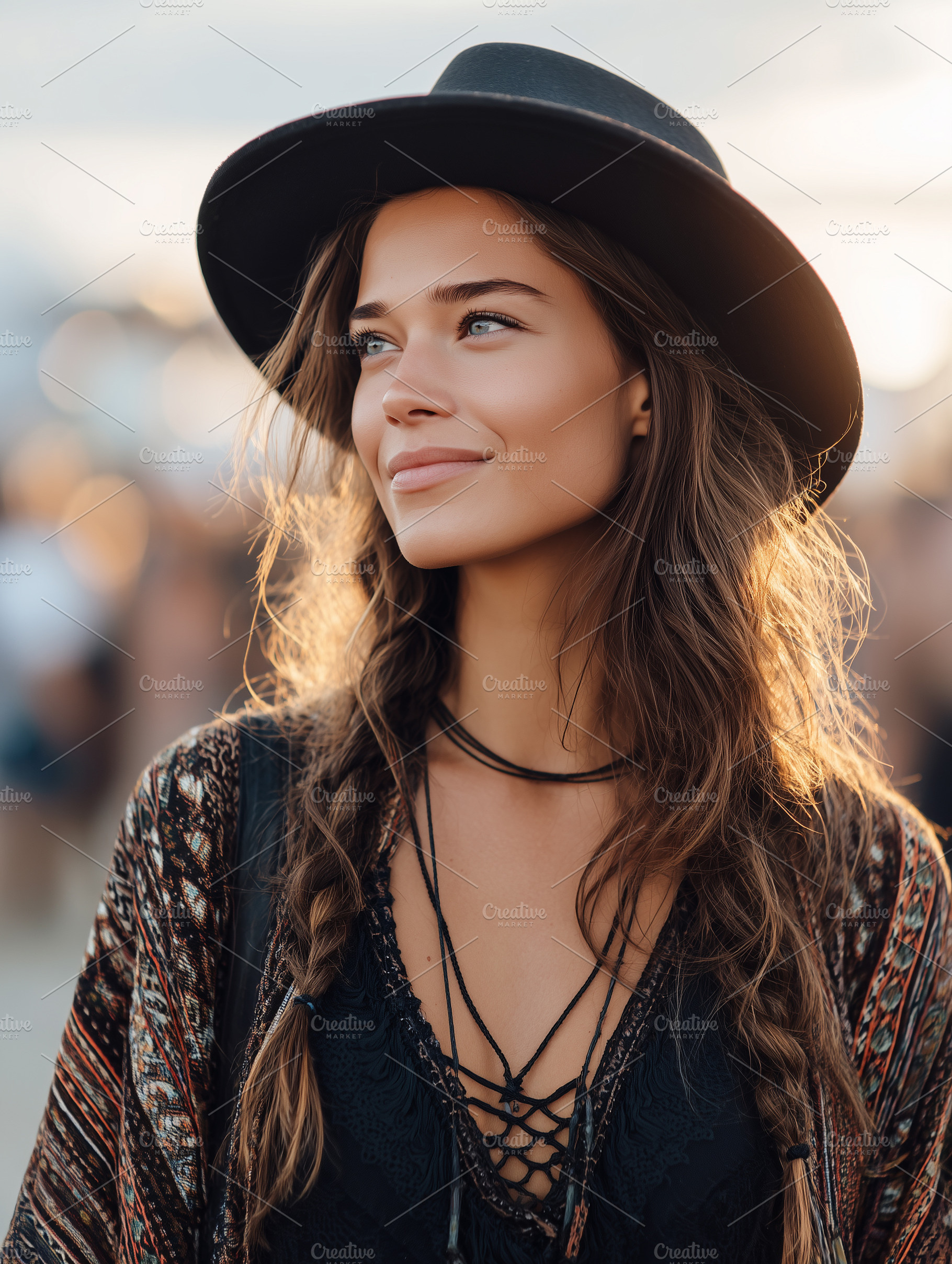 Stylish bohemian woman with braided, a Person Photo by MistyDay