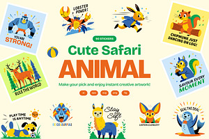 Cute Safari Animal Stickers, an Emoji Icon by Vectors Market