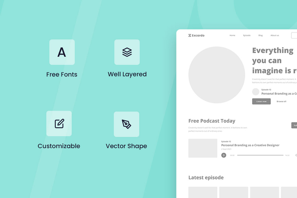Podcast Wireframe Website, a Wireframe Template by INSPR STD (Photo 3 of 6)