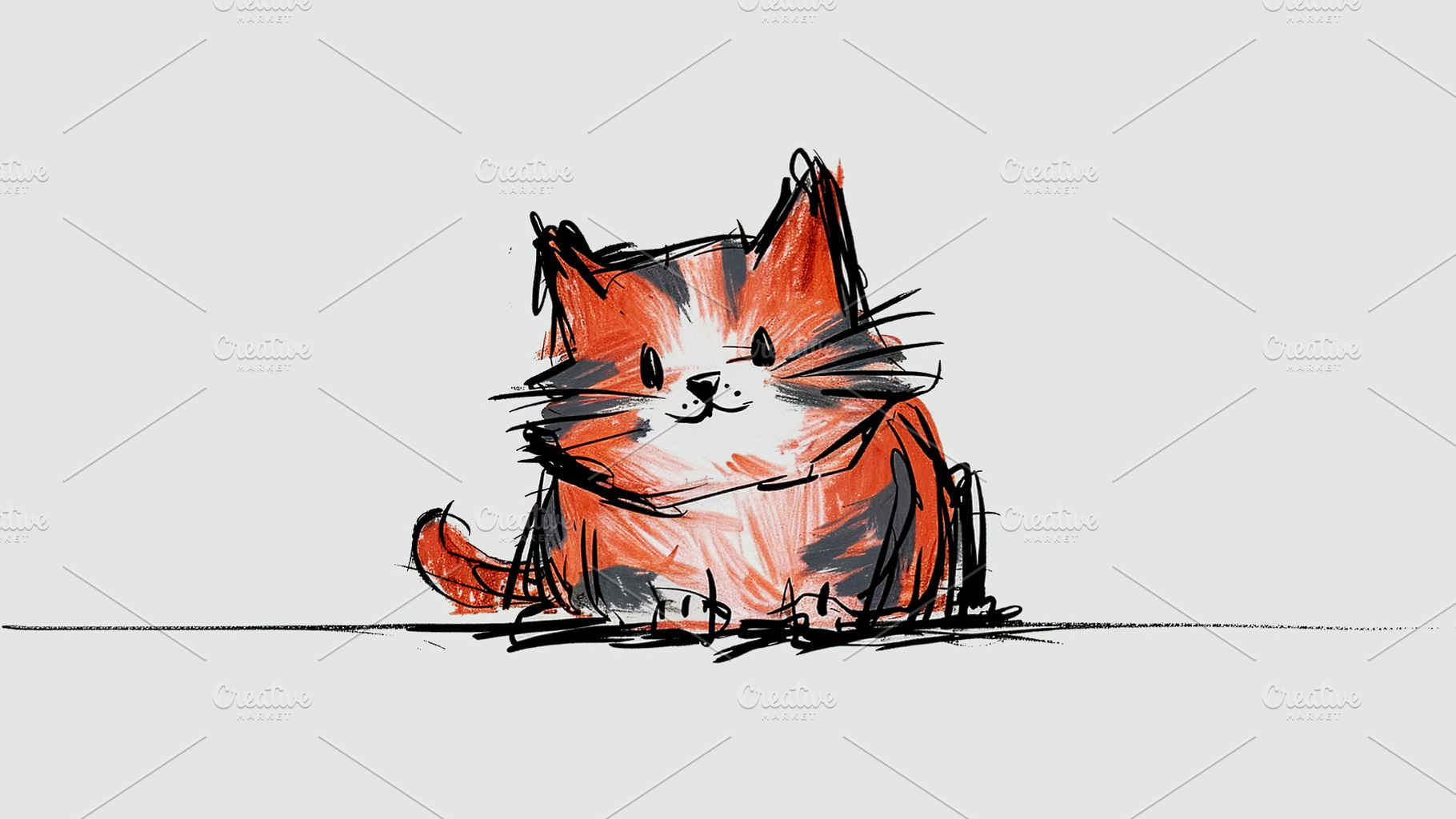 Cute tricolor calico cat illustratio, an Abstract Photo by Imaginarium