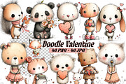 Whimsical Doodle Valentine Animals, an Illustration by one-touch (Thumbnail 1 of 19)