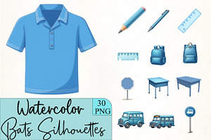 Blue School Clipart, an Illustration by CrexoraLab