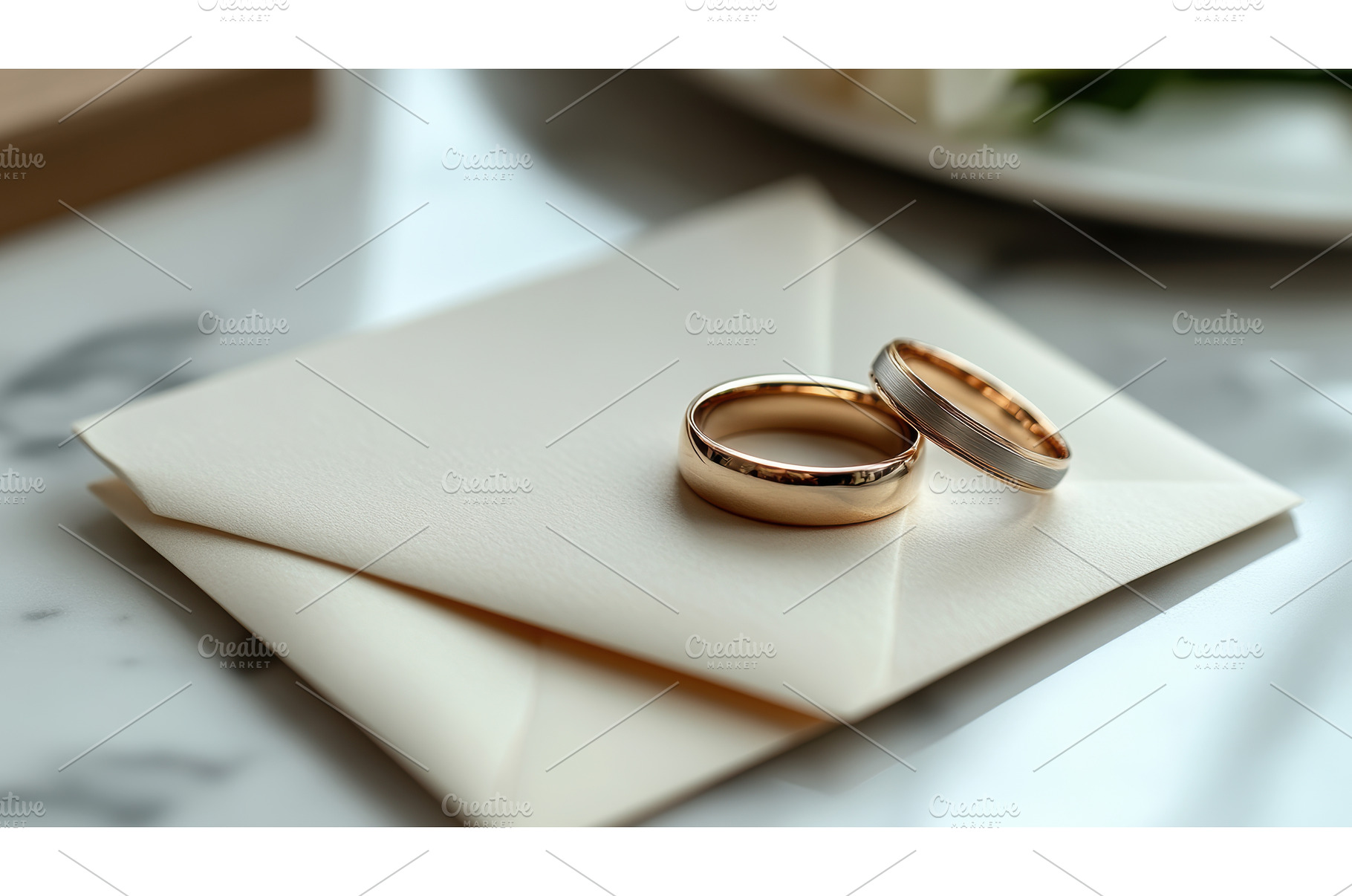 Wedding rings on an elegant envelope, a Photo by Rodica Ciorba
