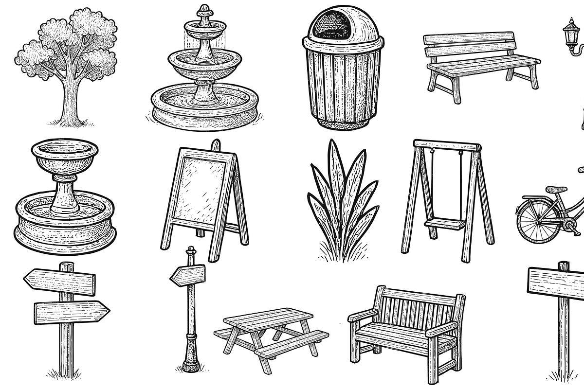 Park Element Set, an Object Graphic by nikagraphic