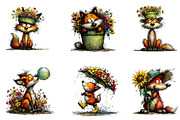 Whimsical Spring Funny Fox Clipart, an Illustration by CreationArt (Thumbnail 3 of 7)