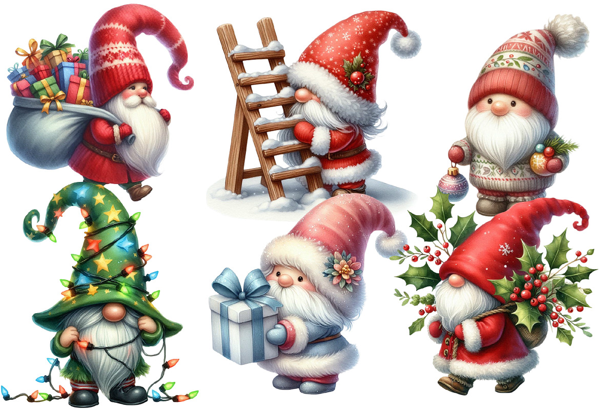 christmas, gnome clipart, an Illustration by Designworld (Photo 2 of 4)